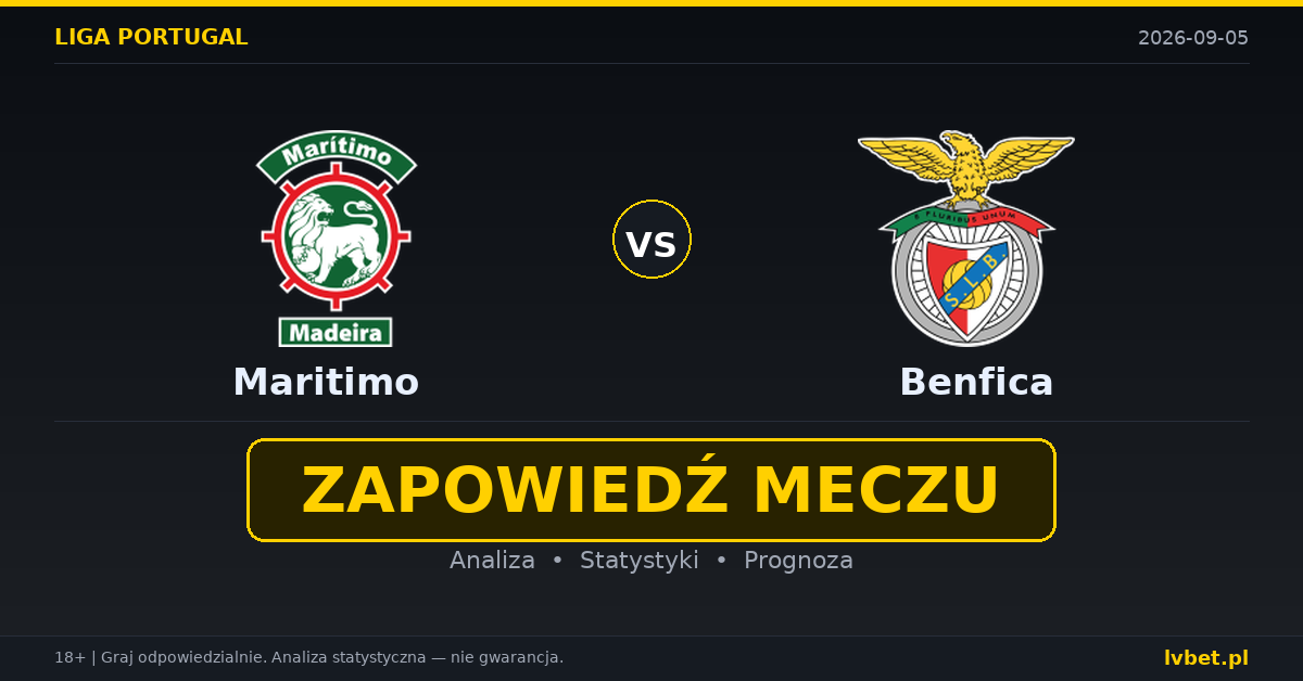 Maritimo – Benfica: typy, kursy, zapowiedź (05.09.2026) Maritimo – Benfica: typy, kursy, zapowiedź (05.09.2026)