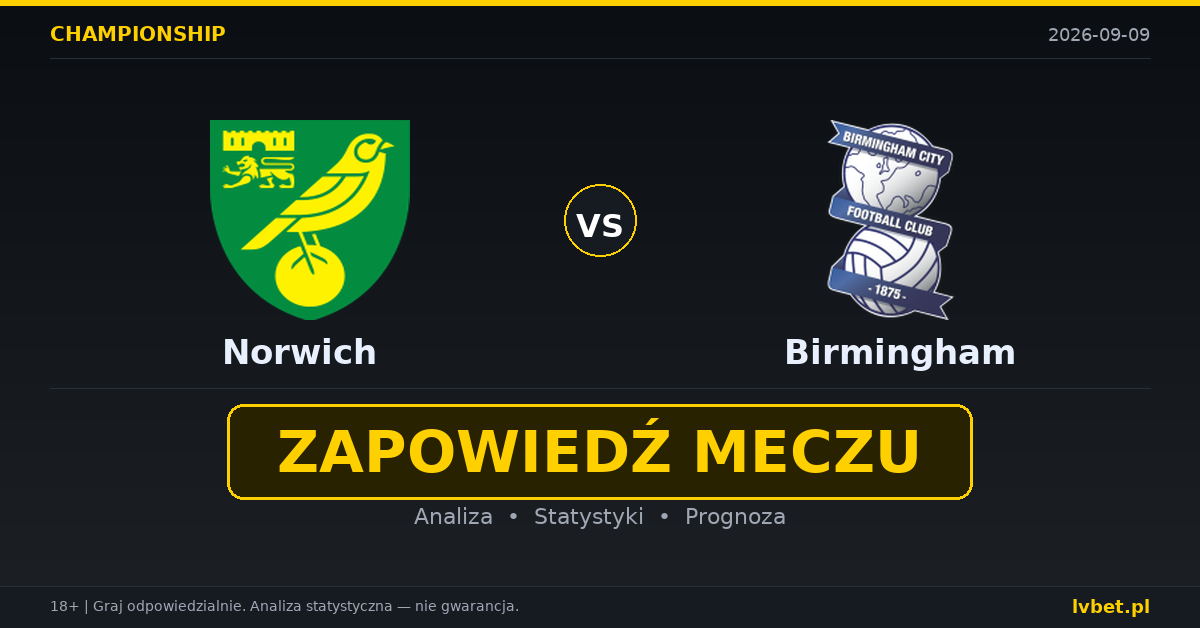 Norwich – Birmingham: typy, kursy, zapowiedź (09.09.2026) Norwich – Birmingham: typy, kursy, zapowiedź (09.09.2026)