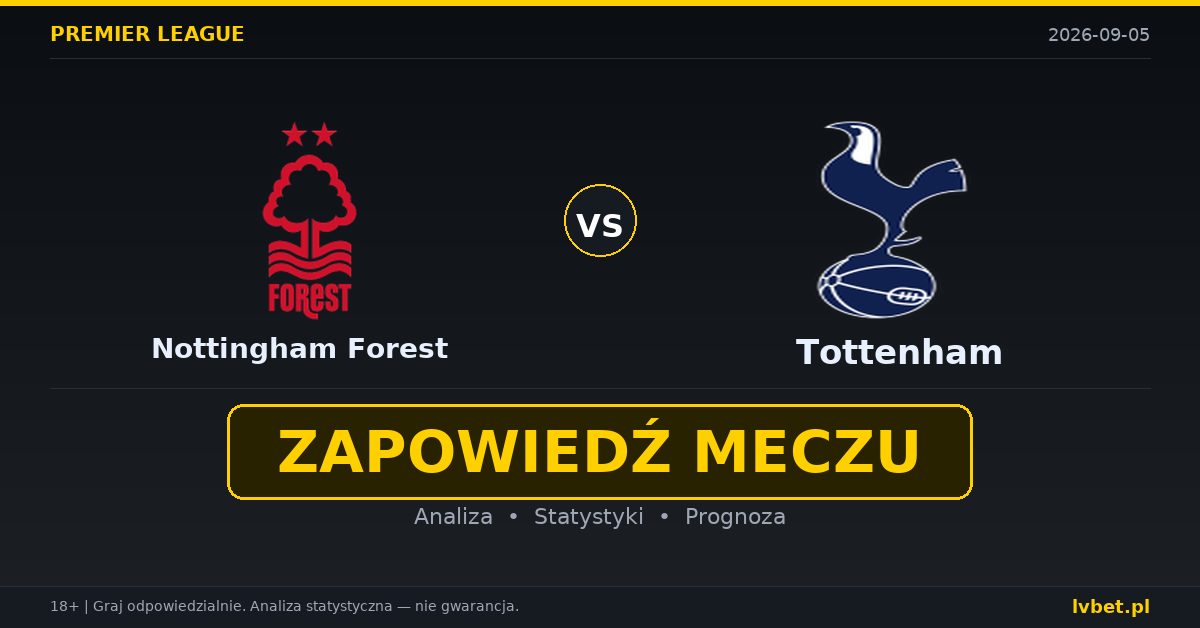 Nottingham Forest – Tottenham: typy, kursy, zapowiedź (05.09.2026)