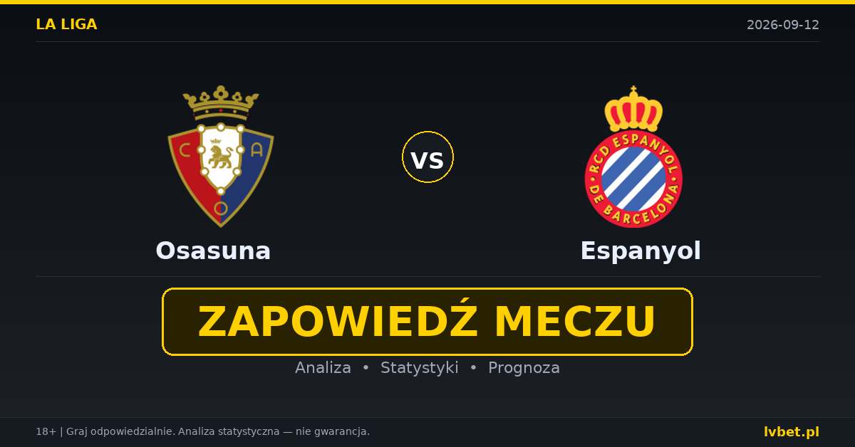 Osasuna – Espanyol: typy, kursy, zapowiedź (12.09.2026)