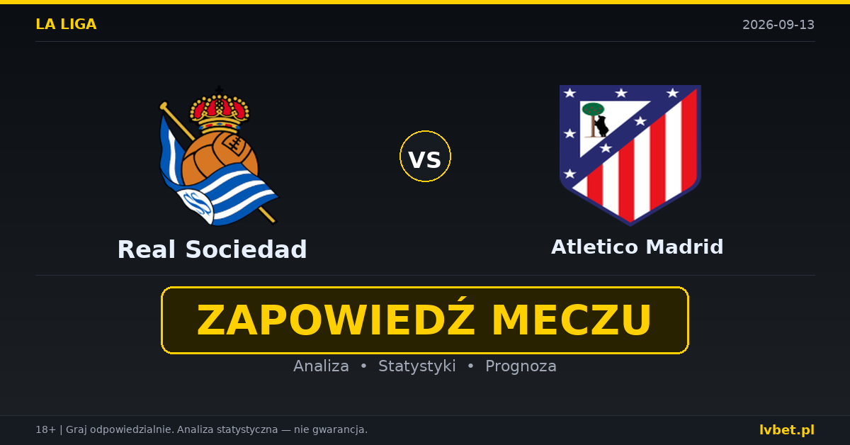 Real Sociedad – Atletico Madrid: typy, kursy, zapowiedź (13.09.2026) Real Sociedad – Atletico Madrid: typy, kursy, zapowiedź (13.09.2026)