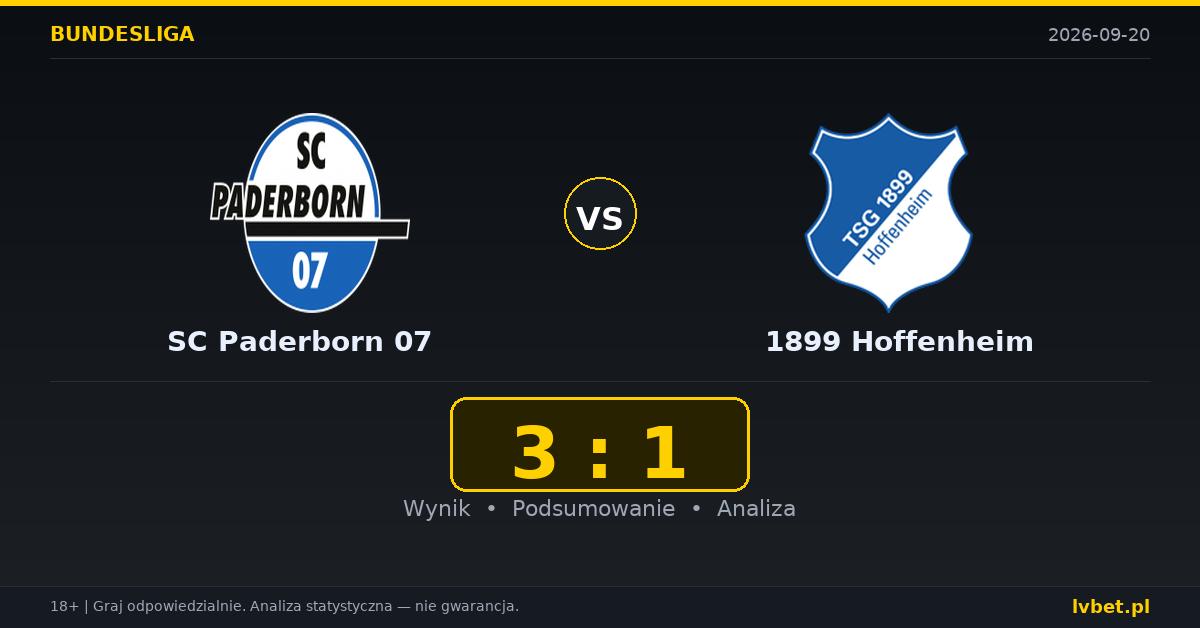 SC Paderborn 07 – 1899 Hoffenheim: typy, kursy, zapowiedź (20.09.2026) SC Paderborn 07 – 1899 Hoffenheim: typy, kursy, zapowiedź (20.09.2026)
