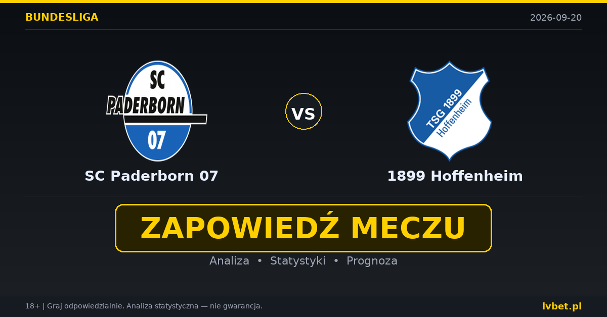 SC Paderborn 07 – 1899 Hoffenheim: typy, kursy, zapowiedź (20.09.2026)