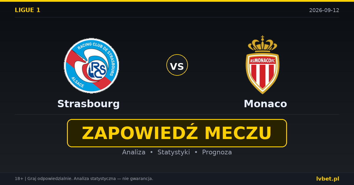 Strasbourg – Monaco: typy, kursy, zapowiedź (12.09.2026) Strasbourg – Monaco: typy, kursy, zapowiedź (12.09.2026)