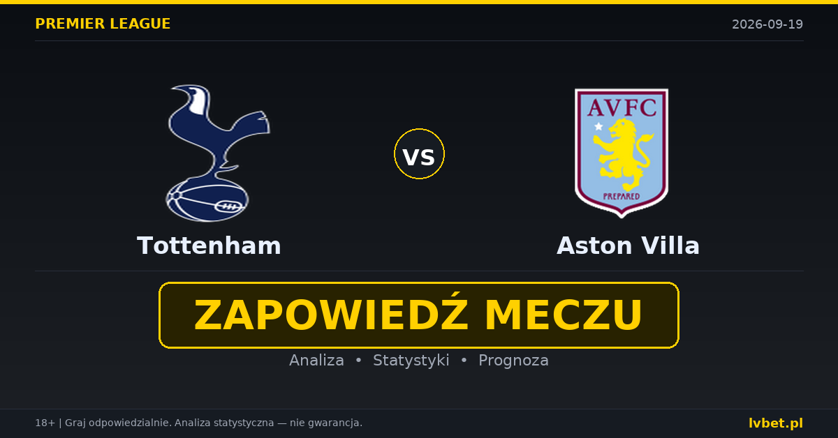 Tottenham – Aston Villa: typy, kursy, zapowiedź (19.09.2026) Tottenham – Aston Villa: typy, kursy, zapowiedź (19.09.2026)
