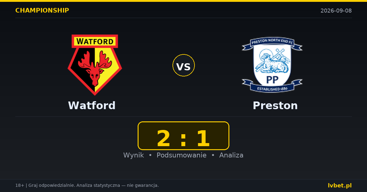 Watford – Preston: typy, kursy, zapowiedź (08.09.2026)