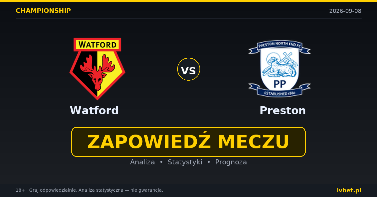 Watford – Preston: typy, kursy, zapowiedź (08.09.2026) Watford – Preston: typy, kursy, zapowiedź (08.09.2026)