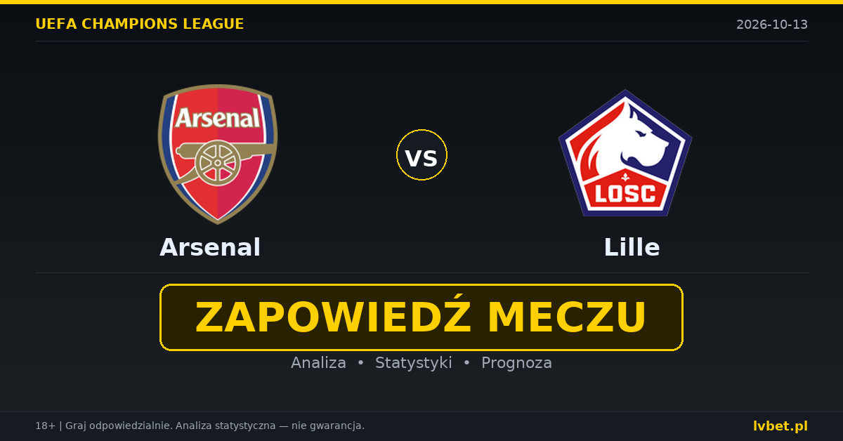 Arsenal – Lille: typy, kursy, zapowiedź (13.10.2026) Arsenal – Lille: typy, kursy, zapowiedź (13.10.2026)