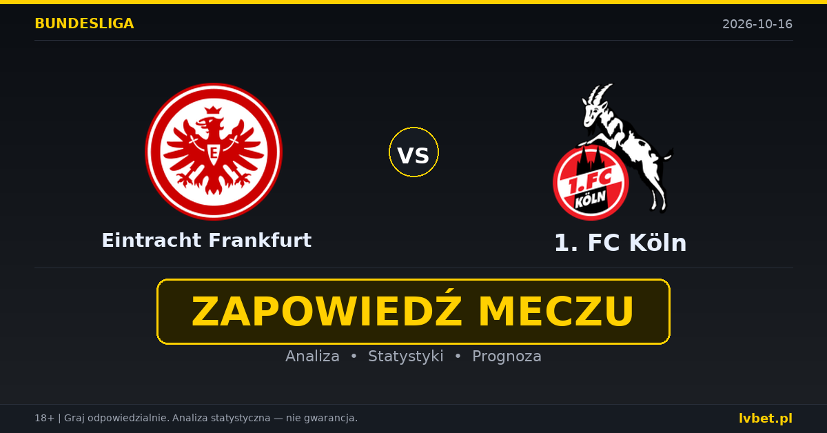Eintracht Frankfurt – 1. FC Köln: typy, kursy, zapowiedź (16.10.2026)