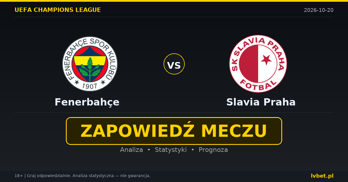Fenerbahçe – Slavia Praha: typy, kursy, zapowiedź (20.10.2026) Fenerbahçe – Slavia Praha: typy, kursy, zapowiedź (20.10.2026)