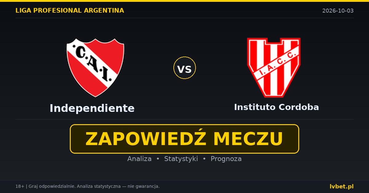 Independiente – Instituto Cordoba: typy, kursy, zapowiedź (03.10.2026) Independiente – Instituto Cordoba: typy, kursy, zapowiedź (03.10.2026)