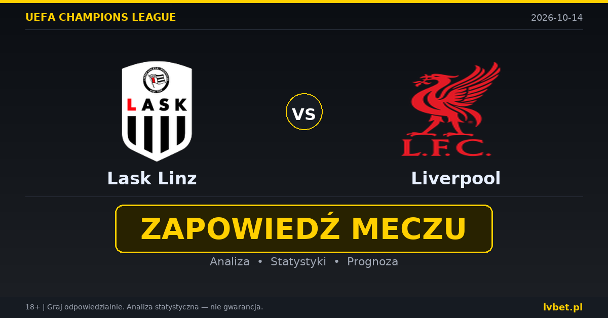 Lask Linz – Liverpool: typy, kursy, zapowiedź (14.10.2026) Lask Linz – Liverpool: typy, kursy, zapowiedź (14.10.2026)