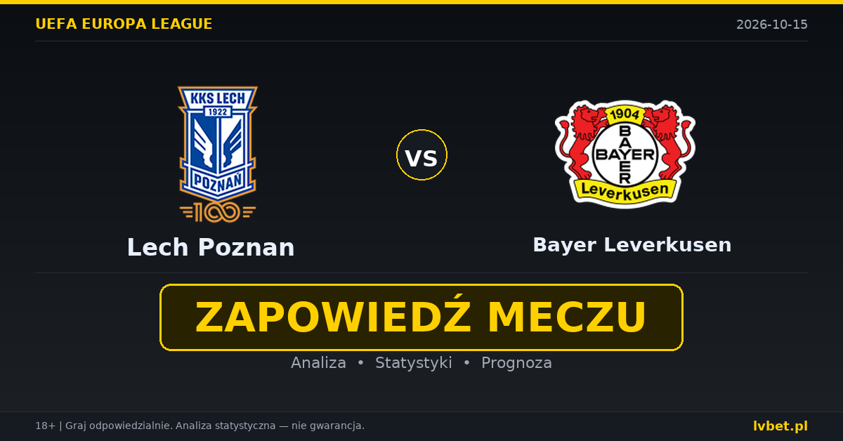 Lech Poznan – Bayer Leverkusen: typy, kursy, zapowiedź (15.10.2026) Lech Poznan – Bayer Leverkusen: typy, kursy, zapowiedź (15.10.2026)