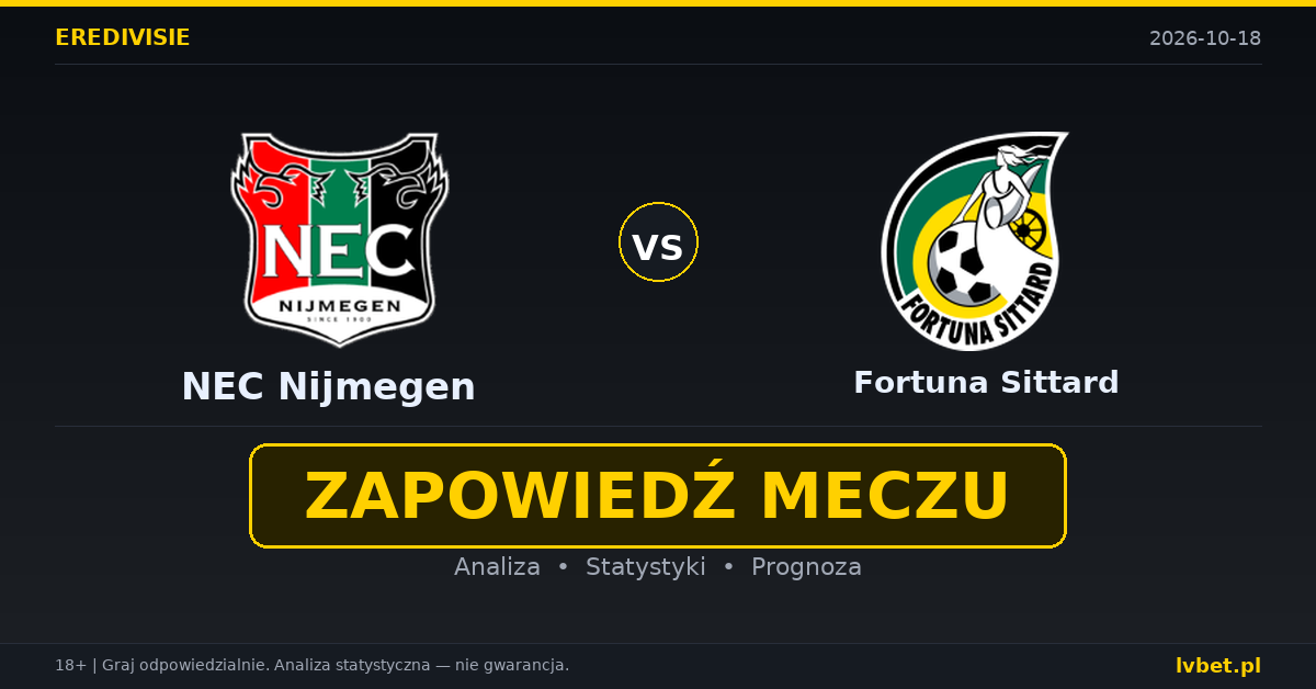 NEC Nijmegen – Fortuna Sittard: typy, kursy, zapowiedź (18.10.2026) NEC Nijmegen – Fortuna Sittard: typy, kursy, zapowiedź (18.10.2026)