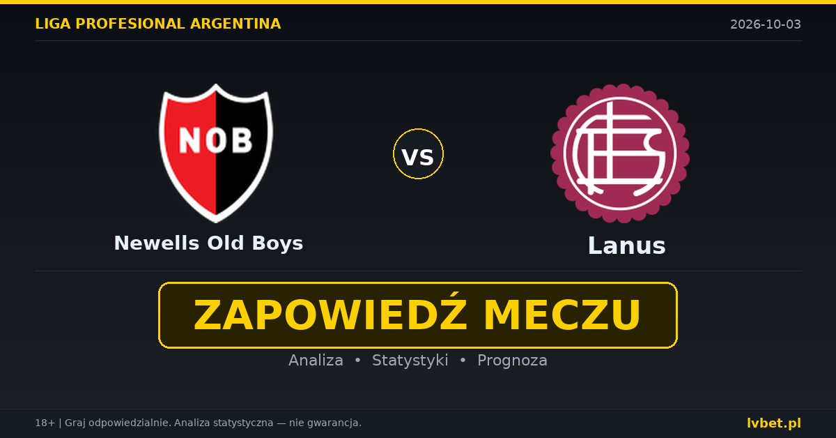 Newells Old Boys – Lanus: typy, kursy, zapowiedź (03.10.2026) Newells Old Boys – Lanus: typy, kursy, zapowiedź (03.10.2026)
