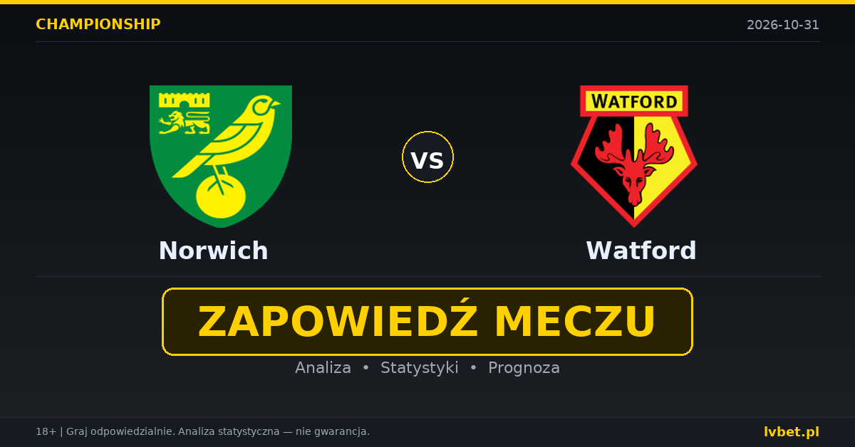 Norwich – Watford: typy, kursy, zapowiedź (31.10.2026)