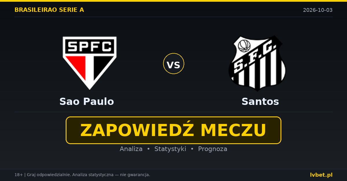 Sao Paulo – Santos: typy, kursy, zapowiedź (03.10.2026)