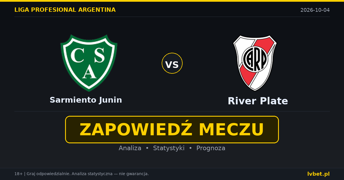 Sarmiento Junin – River Plate: typy, kursy, zapowiedź (04.10.2026) Sarmiento Junin – River Plate: typy, kursy, zapowiedź (04.10.2026)