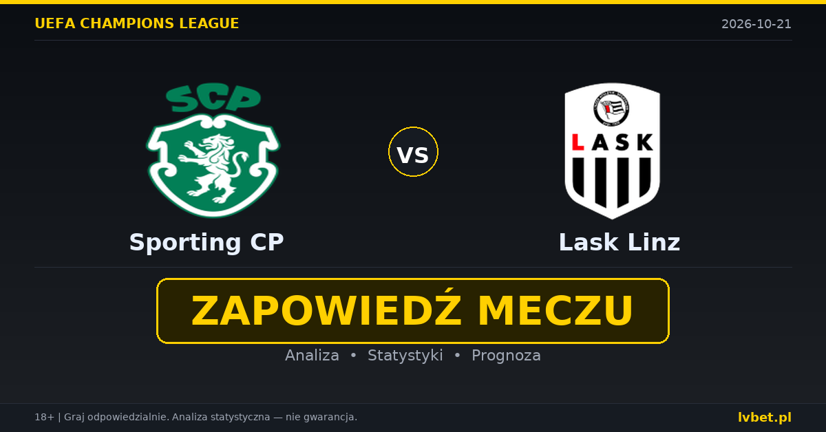 Sporting CP – Lask Linz: typy, kursy, zapowiedź (21.10.2026) Sporting CP – Lask Linz: typy, kursy, zapowiedź (21.10.2026)