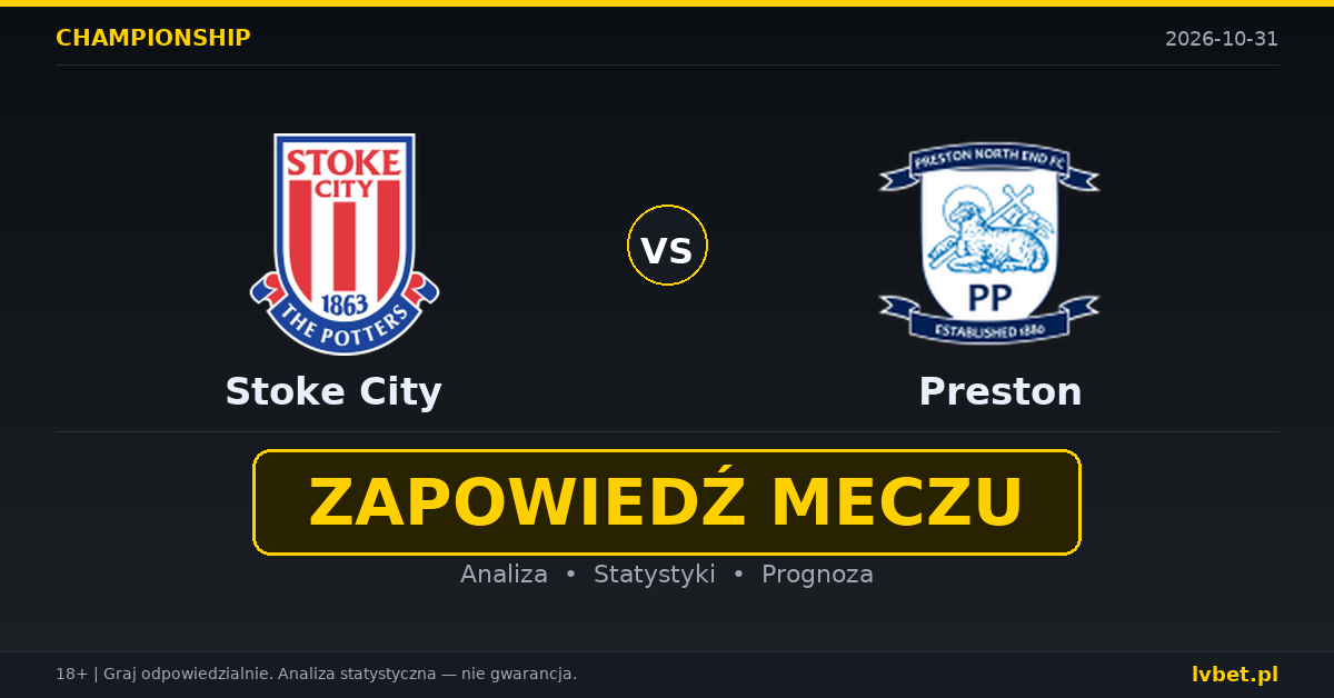 Stoke City – Preston: typy, kursy, zapowiedź (31.10.2026)