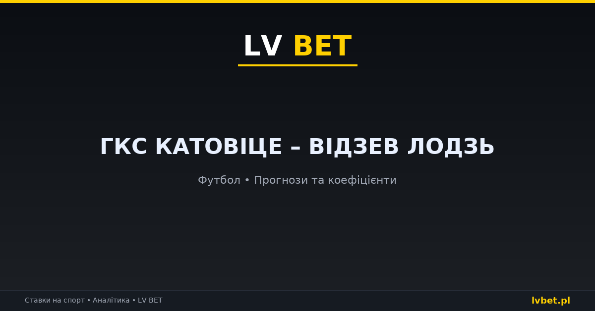 ГКС Катовіце – Відзев Лодзь: прогнози, коефіцієнти, анонс (31.10.2026)