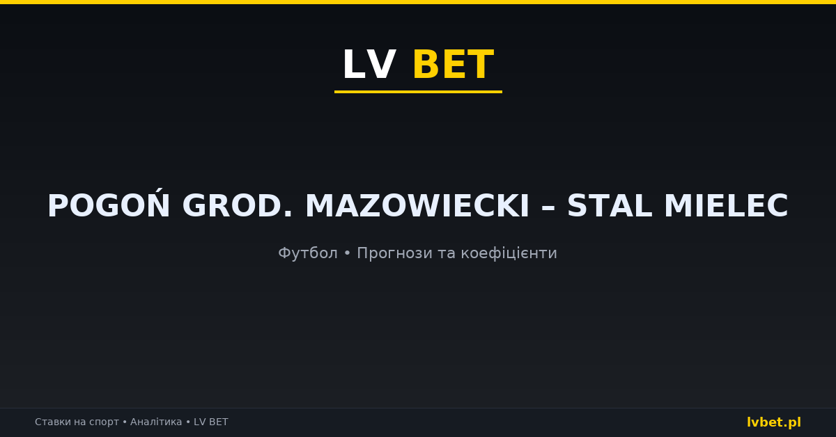Pogoń Grod. Mazowiecki – Stal Mielec: прогнози, коефіцієнти, анонс (30.10.2026)