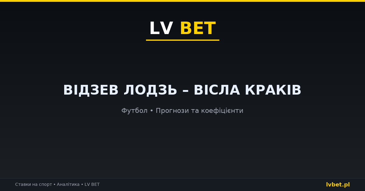 Відзев Лодзь – Вісла Краків: прогнози, коефіцієнти, анонс (16.10.2026)