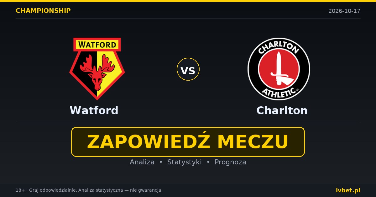 Watford – Charlton: typy, kursy, zapowiedź (17.10.2026) Watford – Charlton: typy, kursy, zapowiedź (17.10.2026)